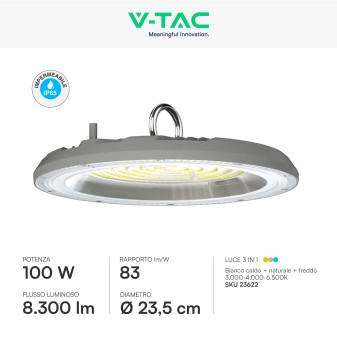 V-Tac VT-91100CCT Lampada Industriale LED UFO 100W SMD High Bay