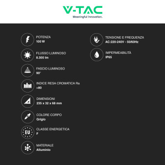 V-Tac VT-91100CCT Lampada Industriale LED UFO 100W SMD High Bay