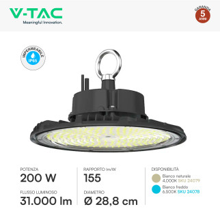 V-Tac VT-91202 Lampada Industriale LED UFO 200W SMD High Bay