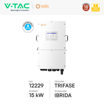 V-Tac Inverter Trifase Ibrido On-Grid / Off-Grid 15kW IP66