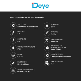 V-Tac Deye Misuratore Batteria Trifase + Antenna LoRa - SUN-SMART-CT01 / SUN-SMART-TX01