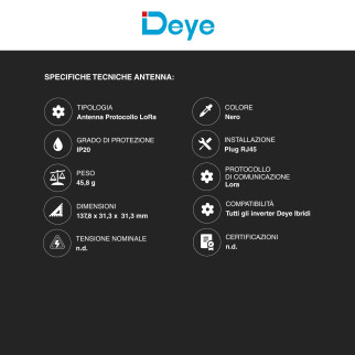 V-Tac Deye Misuratore Batteria Trifase + Antenna LoRa - SUN-SMART-CT01 / SUN-SMART-TX01