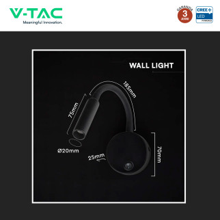 V-Tac VT-88063 Lampada LED da Muro 3W SMD Applique da Lettura