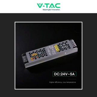 V-Tac VT-24122-S Alimentatore Led Slim 120W 24V 5A Per Uso Interno
