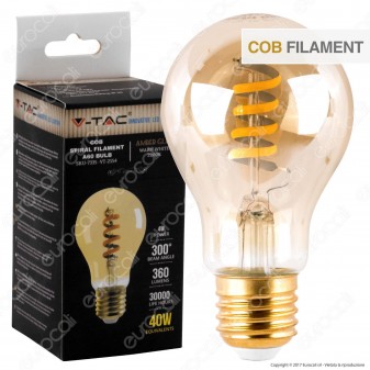 V-Tac VT-2154 Lampadina LED E27 4W Bulb A60 Filamento COB Ambrata -