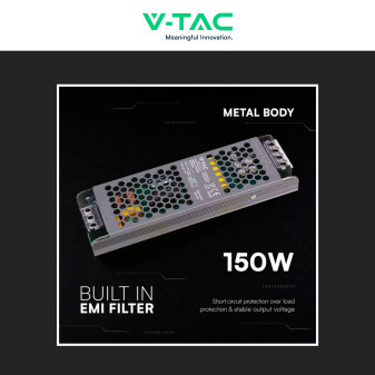 V-Tac VT-24152-S Alimentatore Led Slim 150W 24V 6,25A Per Uso Interno