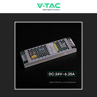 V-Tac VT-24152-S Alimentatore Led Slim 150W 24V 6,25A Per Uso Interno