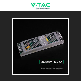 V-Tac VT-24152-S Alimentatore Led Slim 150W 24V 6,25A Per Uso Interno