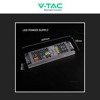 V-Tac VT-13200-S Alimentatore Led Slim 200W 12V 16,5A Per Uso Interno