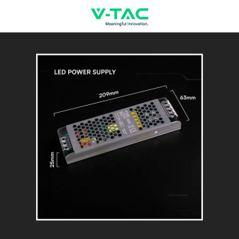 V-Tac VT-24202-SAlimentatore Led Slim 200W 24V 8,25A Per Uso Interno