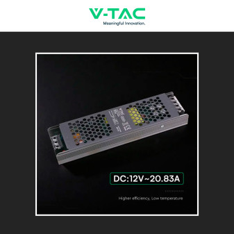 V-Tac VT-13250-S Alimentatore Led Slim 200W 12V 20,83A Per Uso Interno