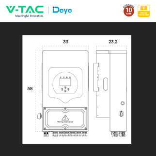 V-Tac Deye Inverter Monofase Ibrido On-Grid / Off-Grid 5kW IP65
