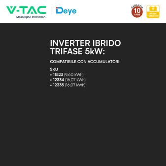 V-Tac Deye Inverter Trifase On-Grid / Off-Grid 5kW IP65