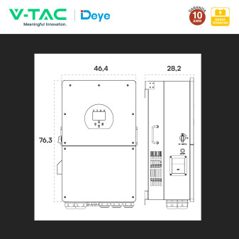 V-Tac Deye Inverter Monofase Ibrido On-Grid / Off-Grid 16kW IP65