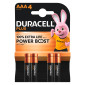 Duracell Plus Pile Alcaline Ministilo AAA MN2400 LR03 Micro 1,5V con Tecnologia Power Boost Actives - Confezione da 4 Batterie