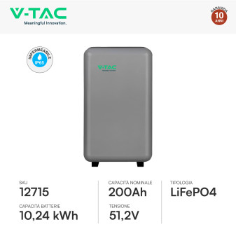 V-Tac VT-12715 Batteria BMS LiFePO4 51,2V 200Ah 10,24 kWh