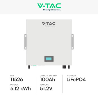 VT-48100E-W Batteria LiFePO4 5.12KWh Impianti Solari V-Tac