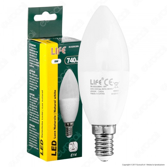 Life Lampadina LED E14 8W Candela - mod. 39.920039C / 39.920039N / Life Lampadina LED E14 8W Candela - mod. 39.920039C / 39.920039N /