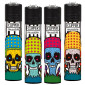Clipper Large Accendino a Pietrina Grande Ricaricabile con Fantasia Mushrooms Skulls - Serie da 4 Accendini