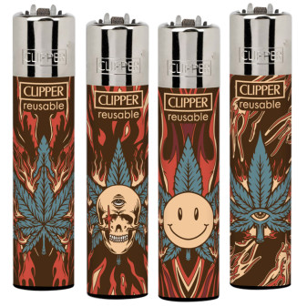 Clipper Large Accendino a Pietrina Burning Leaves 4 Accendini