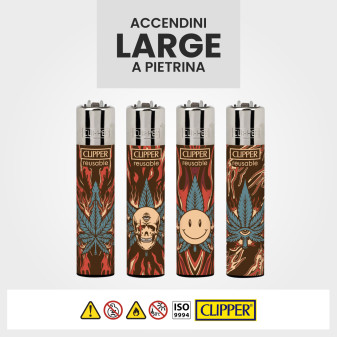 Clipper Large Accendino a Pietrina Burning Leaves 4 Accendini