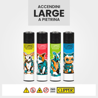 Clipper Large Espositore 192 Accendini a Pietrina Animal Robots