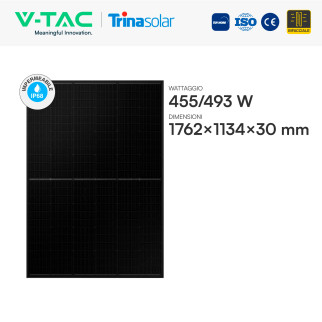 V-Tac Pannelli Fotovoltaici 16,02Kw 455W STC 493W BNPI TopCon IP68