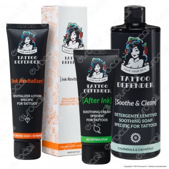 Tattoo Defender Kit Cura e Mantenimento del Tatuaggio - 3 Prodotti