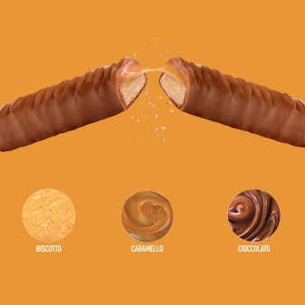 Snack con Biscotto e Caramella Mou Ricoperto di Cioccolata Twix 25x