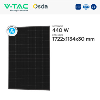Pannelli Fotovoltaici 440W TIER 1 TOPCon IP68 Full Black V-Tac Osda