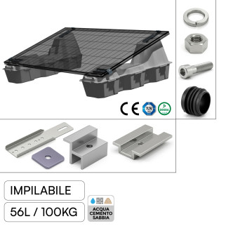 Zavorra di Supporto per Pannelli Fotovoltaici in HDPE - 56L/100KG