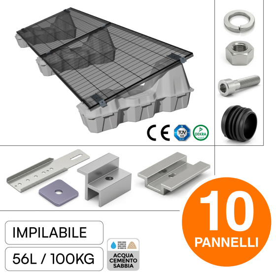 Zavorra di Supporto per Pannelli Fotovoltaici in HDPE - 56L/100KG