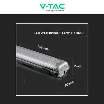 V-Tac VT-15022 Porta Tubi LED IP65 per 2 Tubi T8 G13 da 120cm