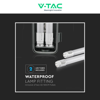 V-Tac VT-15022 Porta Tubi LED IP65 per 2 Tubi T8 G13 da 120cm