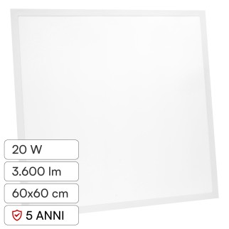 V-Tac VT-61020 Pannello LED Quadrato 60x60 20W SMD a Incasso