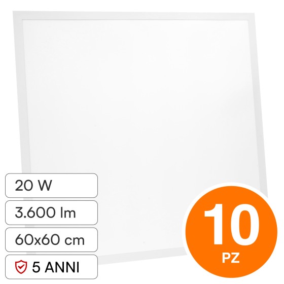 V-Tac VT-61020 10 Pannelli LED Quadrati 60x60 20W SMD a Incasso