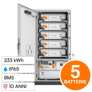 V-Tac Kit 5 Batterie BMS Stack LiFePO4 Fotovoltaico Rack con Base