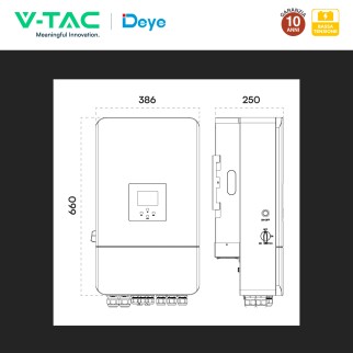 V-Tac Deye Inverter Trifase On-Grid / Off-Grid 12kW IP65