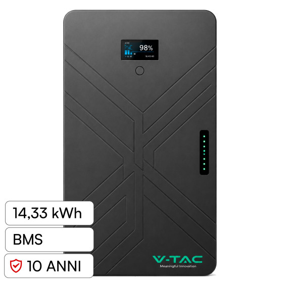 V-Tac VT-14033 Batteria Ultra Slim BMS LiFePO4 51,2V 280Ah 14,33kWh