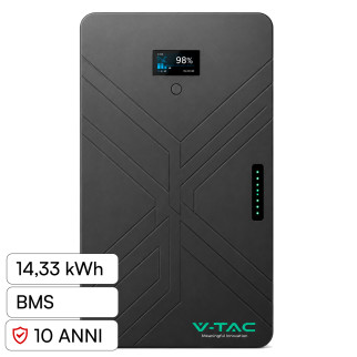 V-Tac VT-14033 Batteria Ultra Slim BMS LiFePO4 51,2V 280Ah 14,33kWh