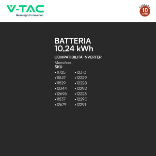 V-Tac VT-12040-1 Batteria BMS LiFePO4 51,2V 200Ah 10,24 kWh IP65