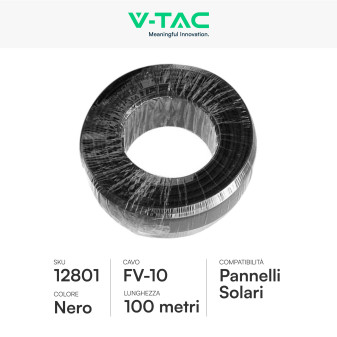 Cavo FV-10 Nero per Pannelli Solari Fotovoltaici V-Tac