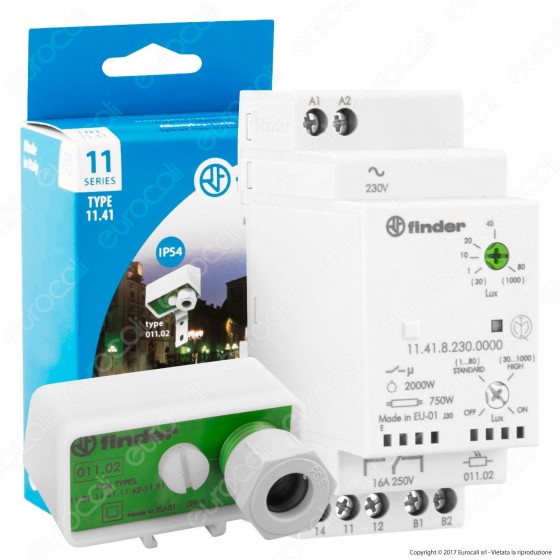 Finder Serie 11 Relè Crepuscolare Modulare 16A a Isteresi Zero con Finder Serie 11 Relè Crepuscolare Modulare 16A a Isteresi Zero con