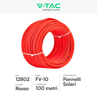 Cavo FV-10 Rosso per Pannelli Solari Fotovoltaici V-Tac