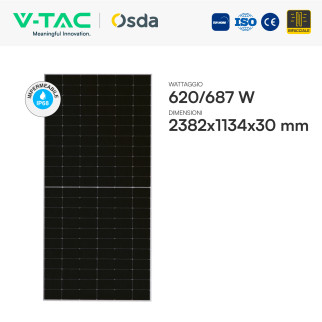 V-Tac Pannelli Fotovoltaici 620W STC 687W BNPI TopCon IP68