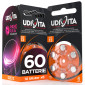 Udivita 60 Batterie per Protesi Acustiche Misura 13 Zinco Aria Tecnologia Phono Pulse - 10 blister da 6