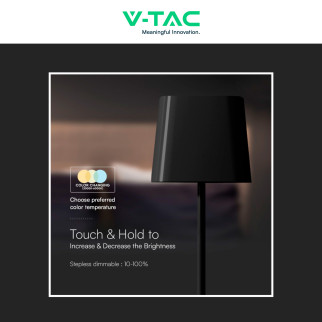 V-Tac VT-10116-W Lampada LED da Tavolo 5W 3in1 Ricaricabile