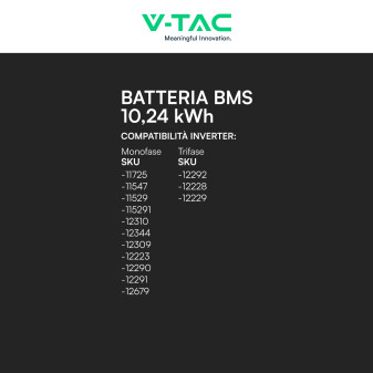 V-Tac Batteria BMS LiFePO4 51,2V 200Ah 10,24kWh