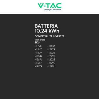 V-Tac VT-12040-1 Batteria BMS LiFePO4 51,2V 200Ah 10,24 kWh IP65