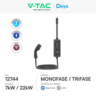 V-Tac Deye Wallbox Intelligente 7kW / 22kW + Misuratore + Antenna LoRa